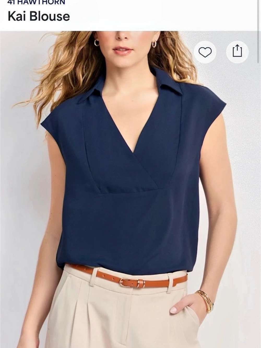 41 Hawthorn Kai Blouse Sleeveless Blouse in Blue NWT Sz L